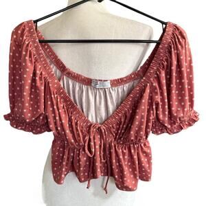 Urban Outfitters berry milkmaid style ditsy flowers crop top Fairycore M